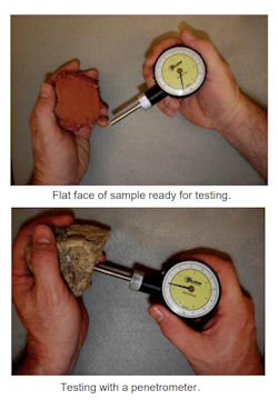 Penetrometer testing with different samples