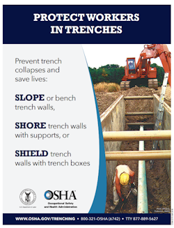 poster issued by OSHA about protecting workers in trenches