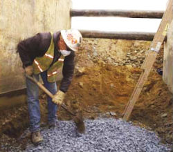 Trench box with dangerous hazard.>
        								<span class=