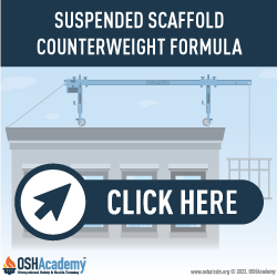 Infographic of suspended scaffold counterweight formula