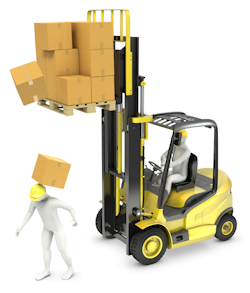 worker being struck by a box