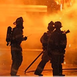 Fire fighters fighting a fire