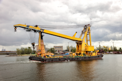 crane on a floating barge