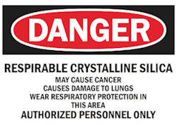 Silica warning sign.