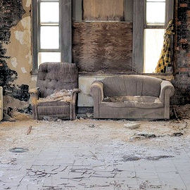 Demolished home interior