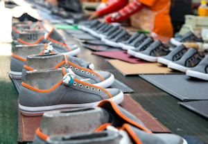 Image of a shoe assembly line