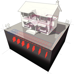 Image of house above geothermal coils