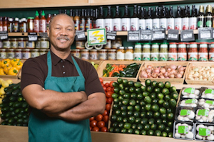 Image of a produce employee