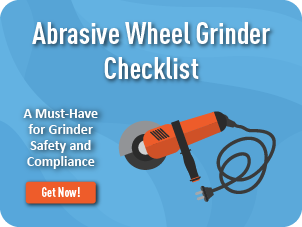Infographic promoting safe operation and maintenance of abrasive wheel grinders