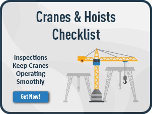 Infographic promoting safe operation when using cranes and hoists.